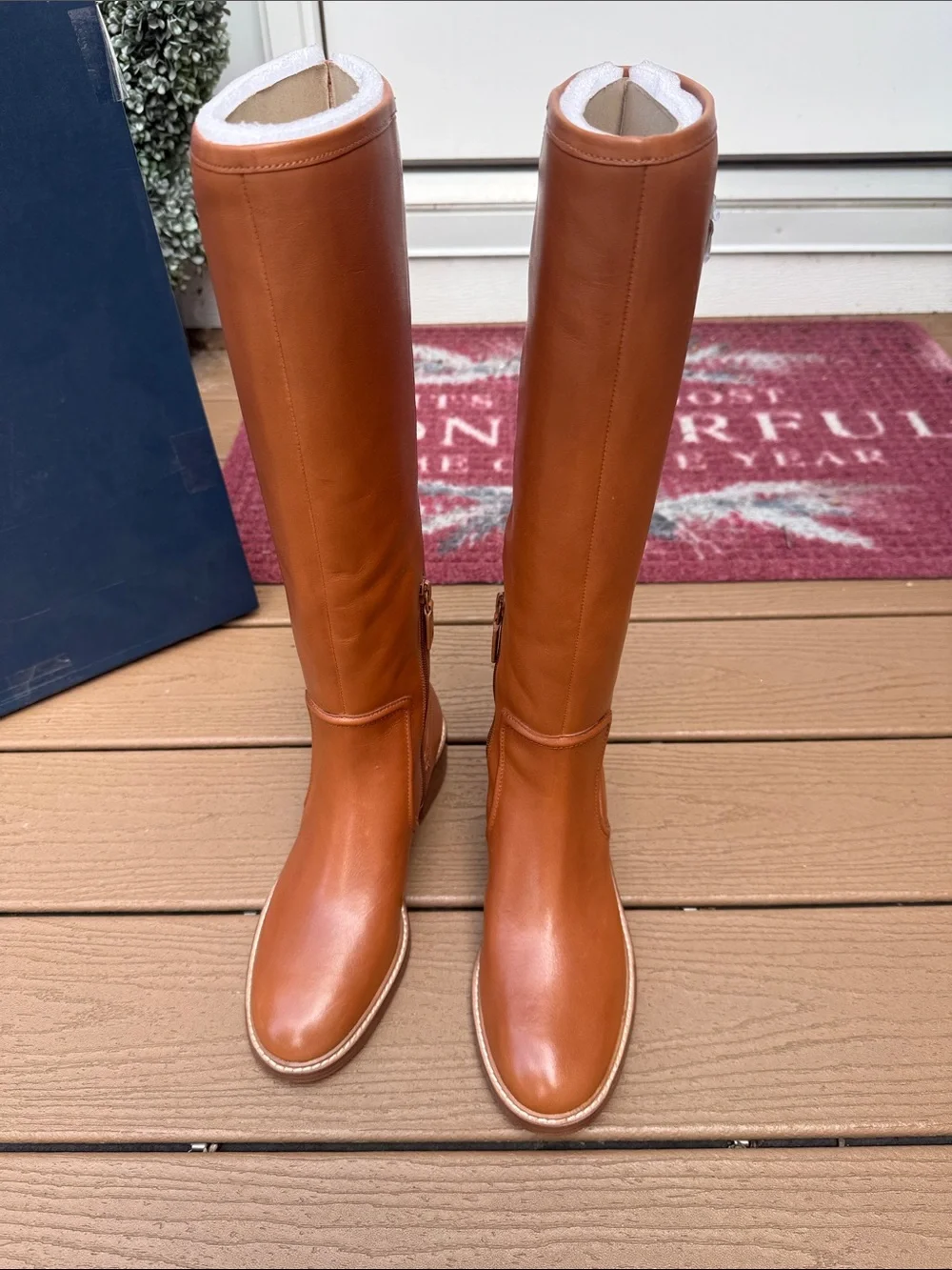 Cole Haan Women's Silvana Tall Buckle Boots, British Tan Leather, 7.5-B US